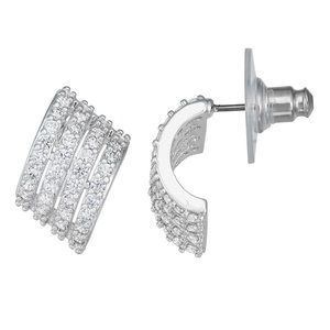 Luxury Silver Cubic Zirconia Pave Stud Earrings